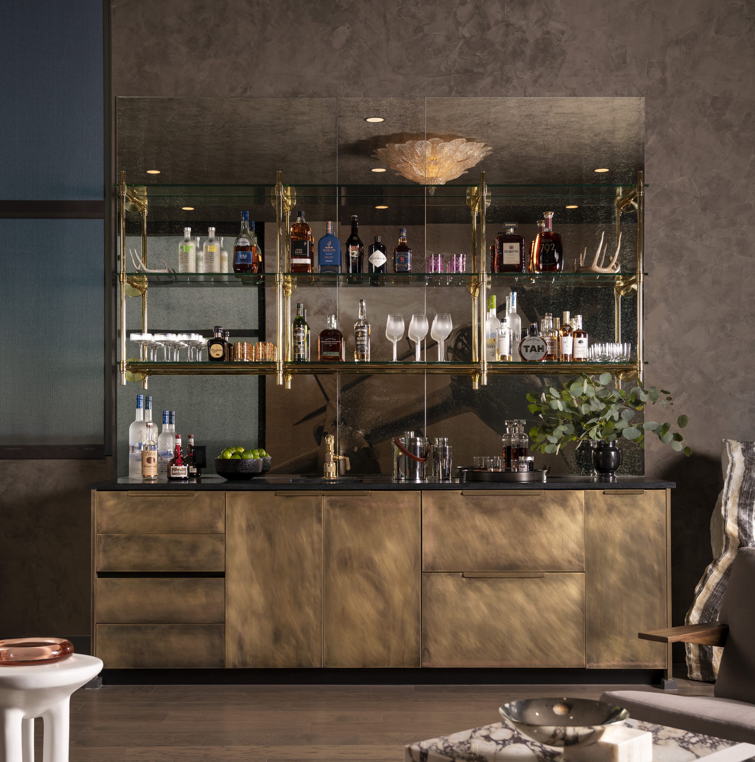 studio shelving on bar